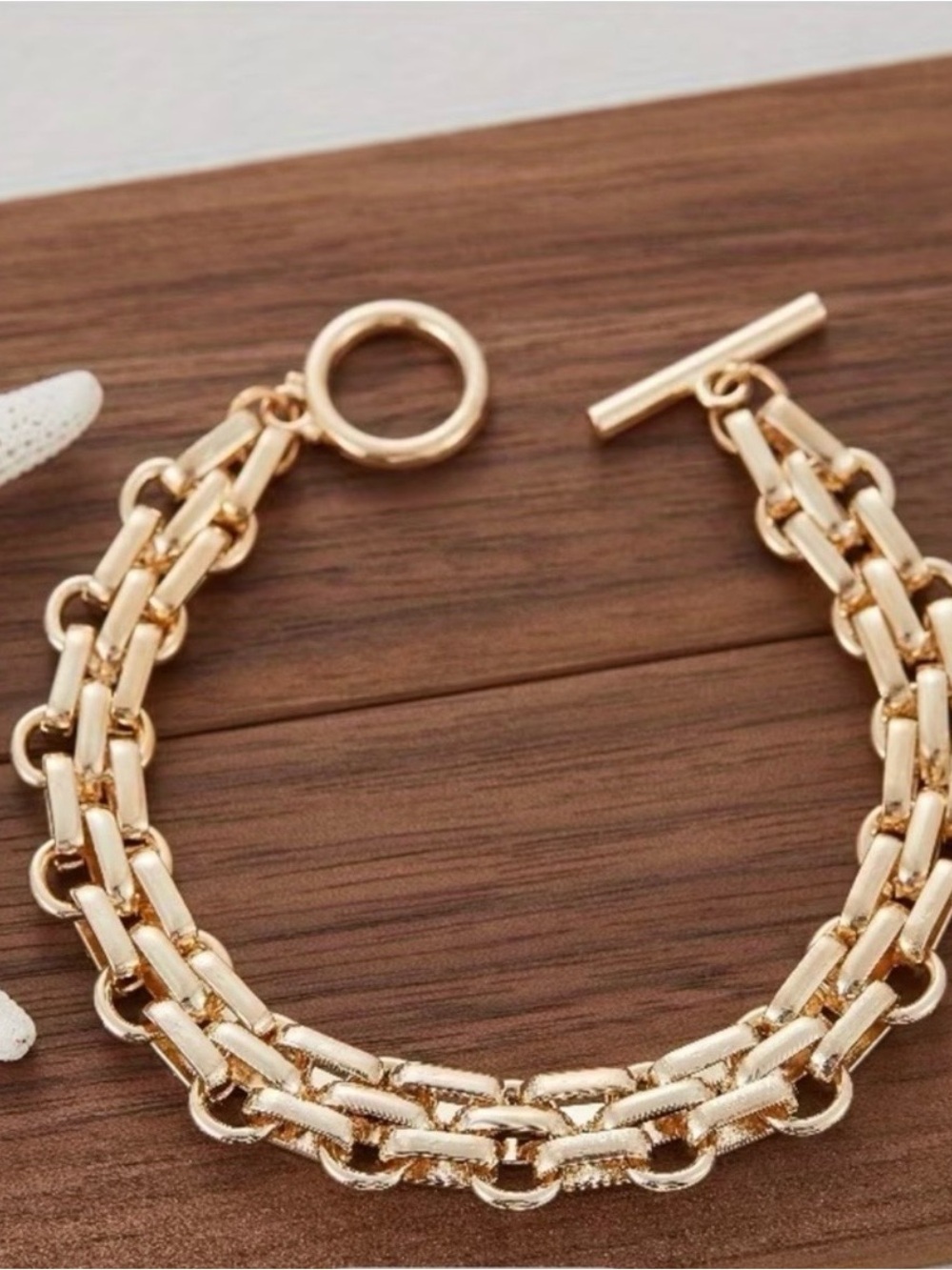 Gold Chain Link Toggle Bracelet - Women Jewelry